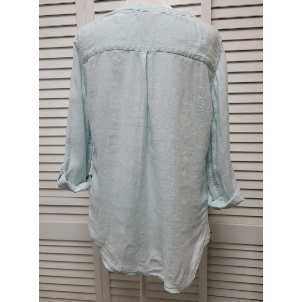Lilly Pulitzer SZ S Lt Blue 100% Linen split-neck popover tunic Sheer Beach - Picture 4 of 7